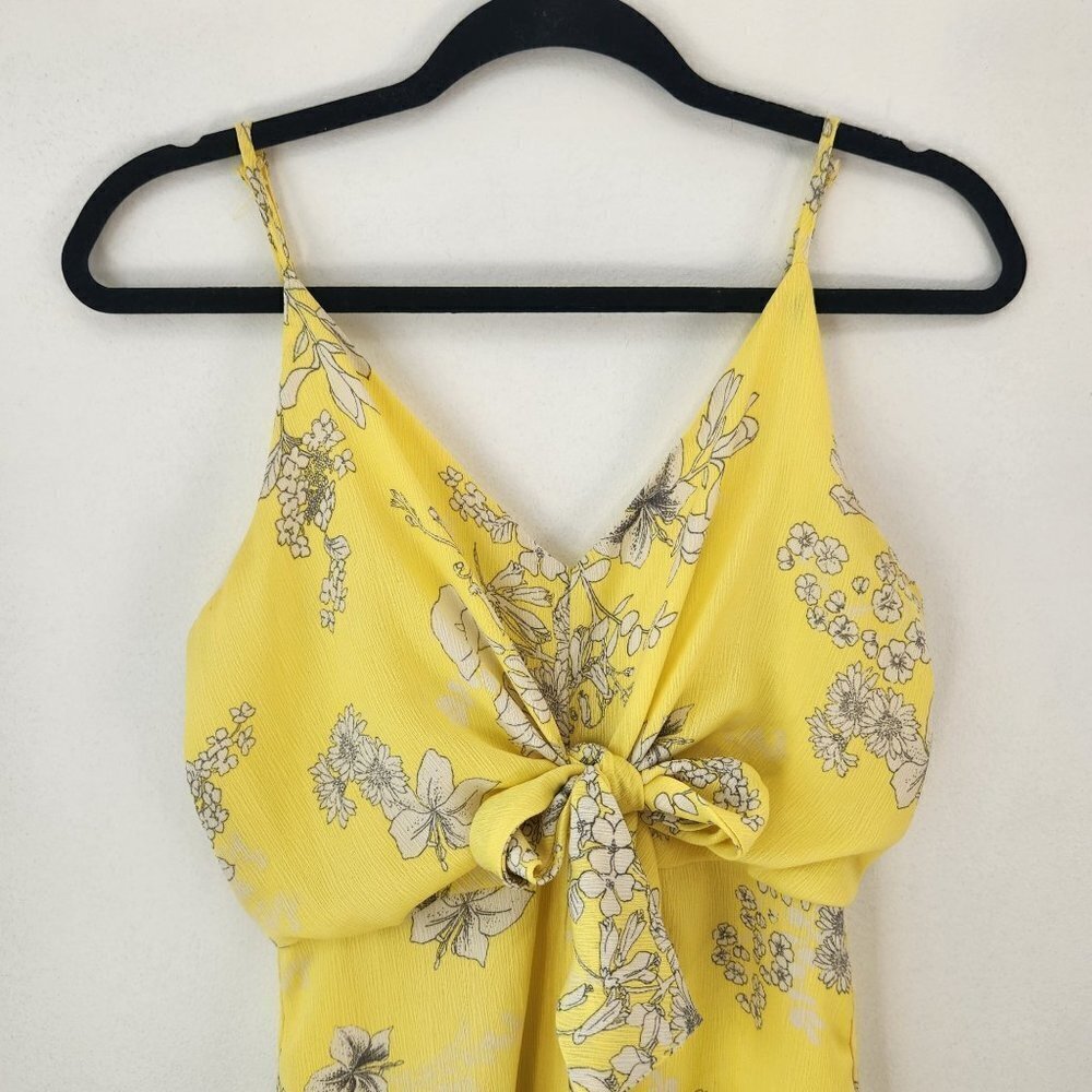 Lush Lemonade Yellow Floral Chiffon Sleeveless Romper Women's M - Picture 4 of 9